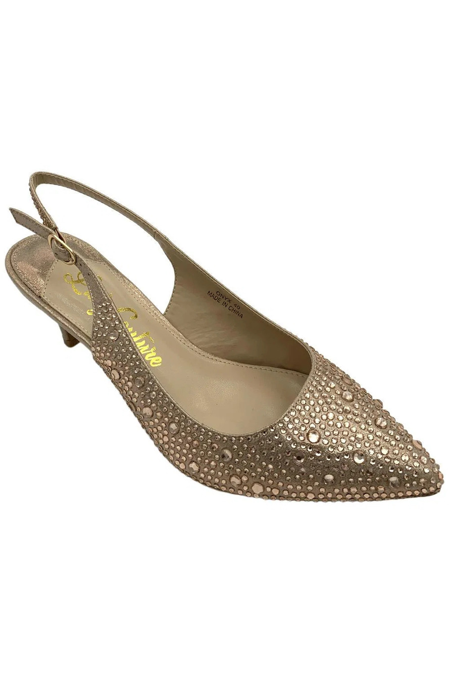 Lady Couture Women's Onyx Slingback Heeled Pump Rose Gold Metallic - Medium